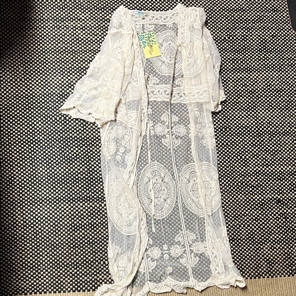 Lace Kimono Robe - White